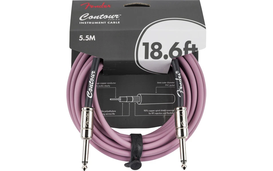 Fender Contour™ Кабел за китара, Burgundy Mist, 18.6', 6.3mm/6.3mm, 5.5m