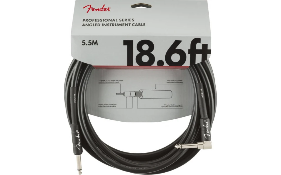 Fender PRO, Кабел за китара, 6.3mm/6.3mm, 5.5m, Г-образен