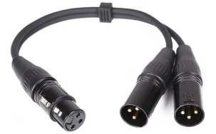 s.Cab Y099-03, XLR-M / 2x XLR-F, 0.3m