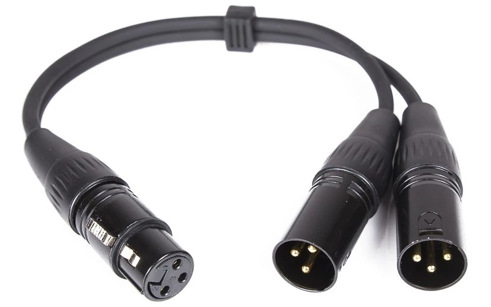 s.Cab Y099-03, XLR-M / 2x XLR-F, 0.3m