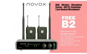 Novox FREE B2, Безжичен микрофон за глава, Двоен