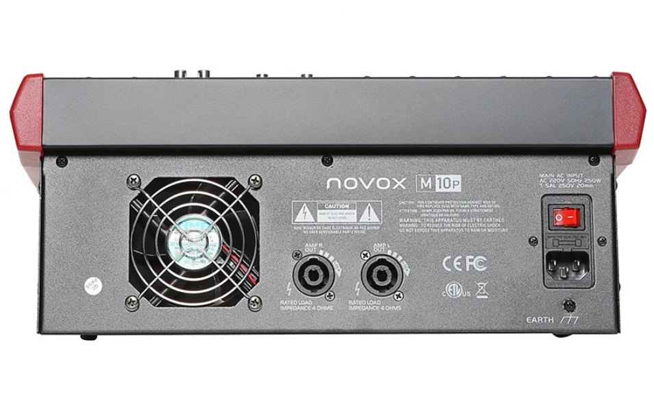 Аудио миксер с вграден усилвател Novox M10P, 2x300W, 8 канала, Вградени ефекти, Bluetooth/MP3