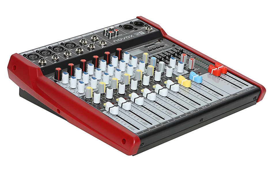 Аудио миксер Novox M8, 6 канала, Вградени ефекти, Bluetooth/MP3