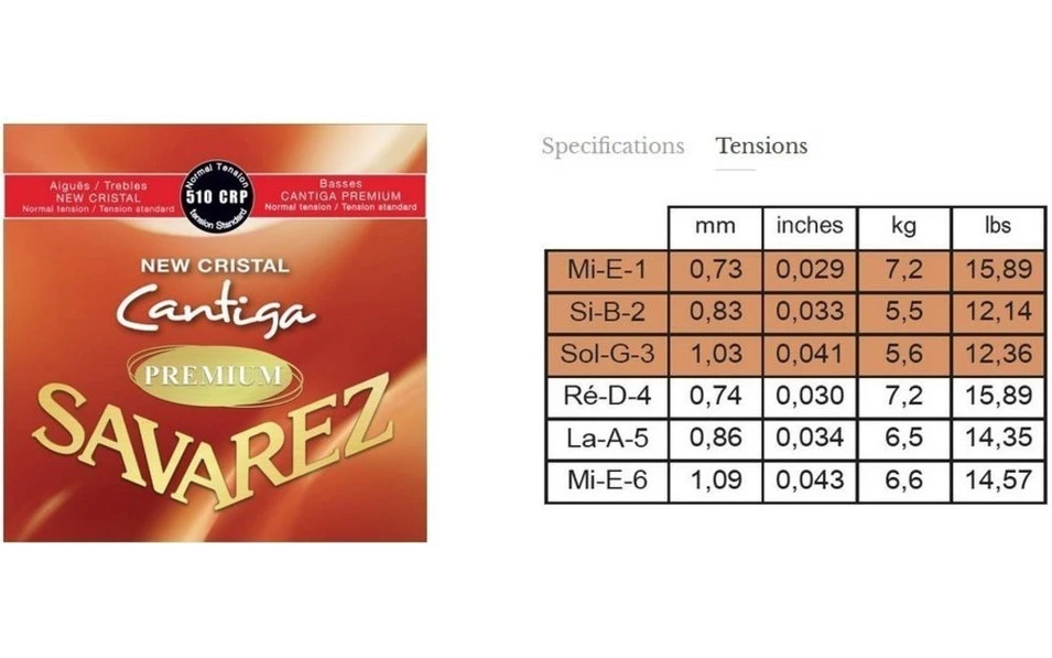 Savarez 510CRP New Cristal Cantiga Premium, Струни за класическа китара, Нормално напрежение