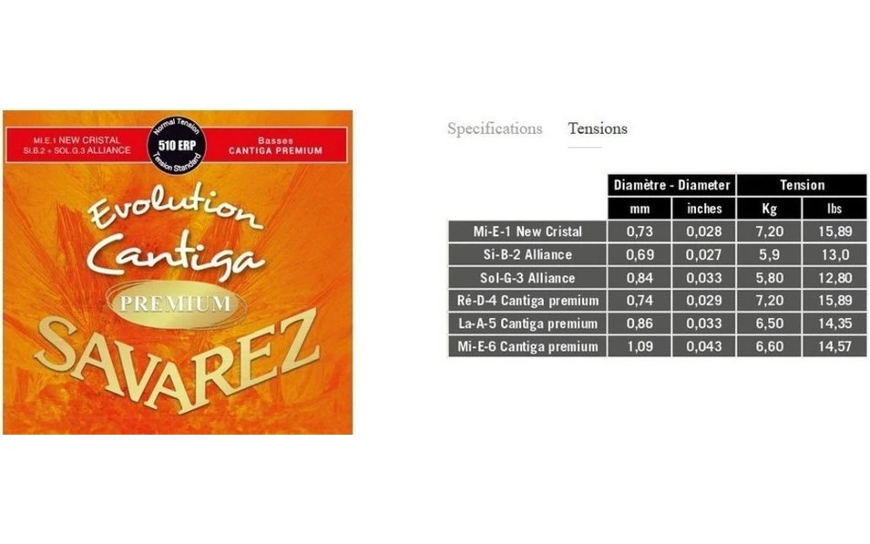 Savarez 510ERP Evolution Cantiga Premium, Струни за класическа китара, Нормално напрежение